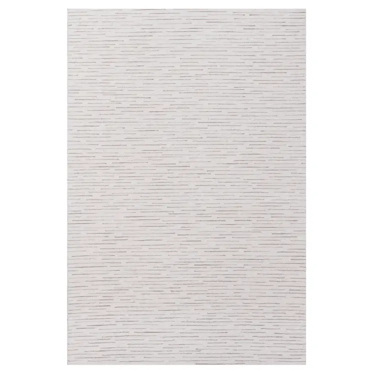 9' X 12' Beige and Ivory Wool Striped Hand Tufted Area Rug