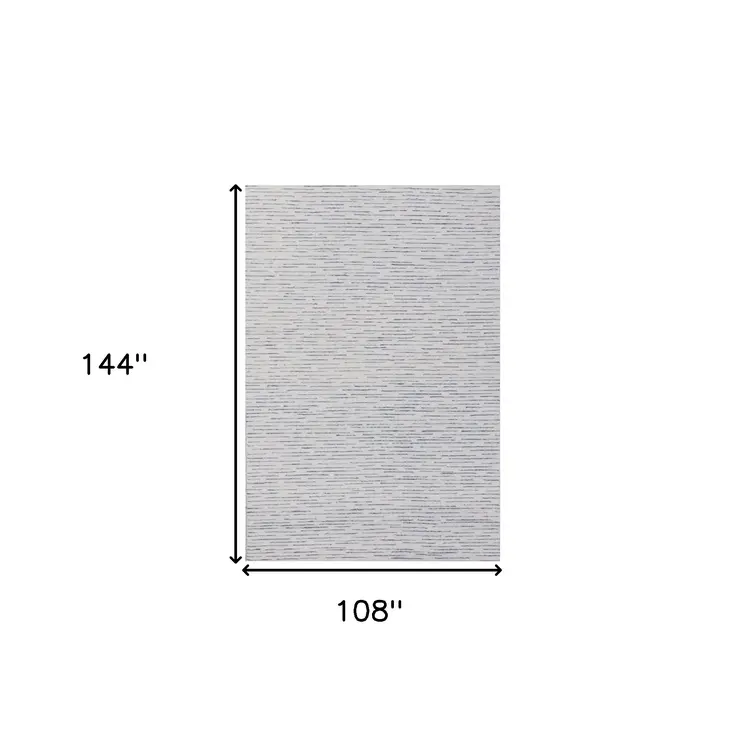 9' X 12' Ivory and Blue Wool Striped Hand Tufted Area Rug