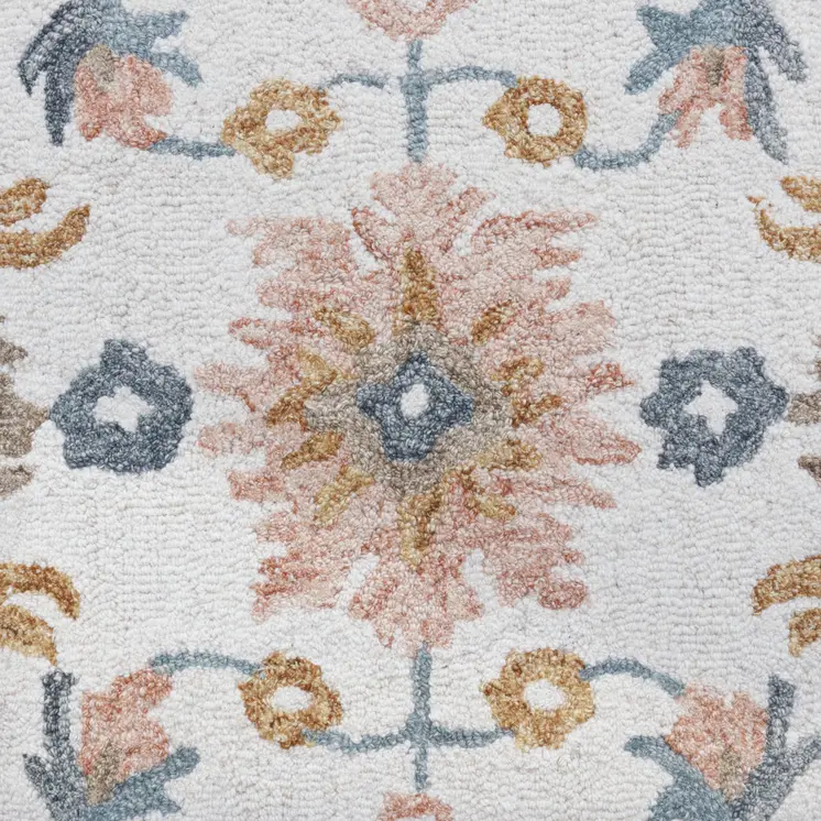 8' X 10' Blue and Ivory Wool Floral Hand Tufted Area Rug