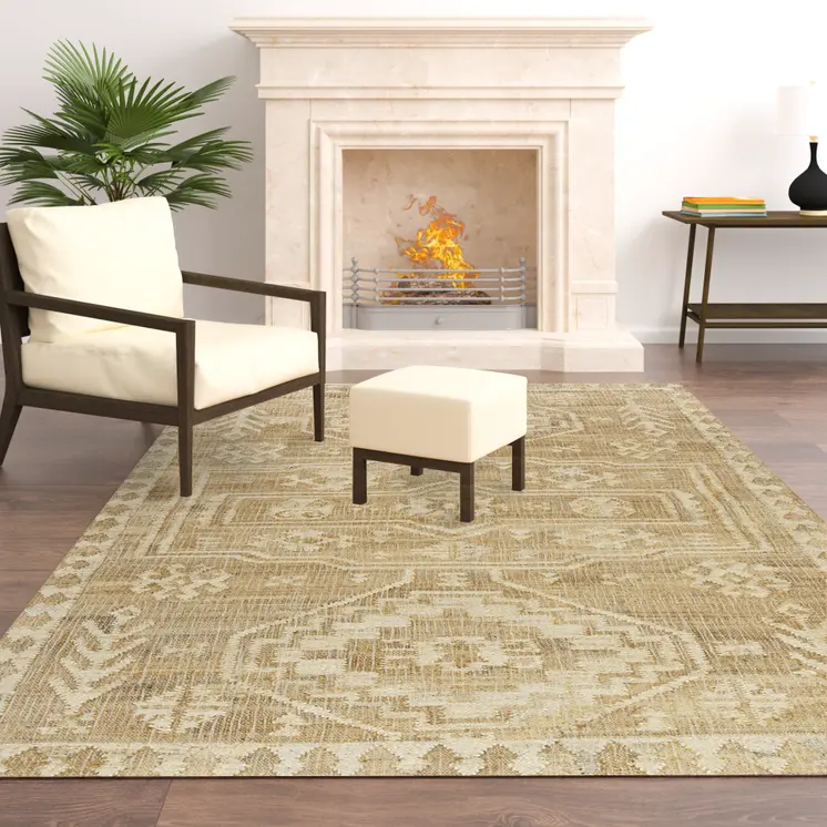 2' X 3' Brown Jute Medallion Hand Woven Area Rug