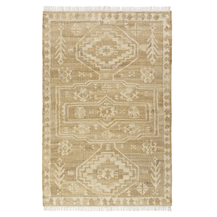 2' X 3' Brown Jute Medallion Hand Woven Area Rug