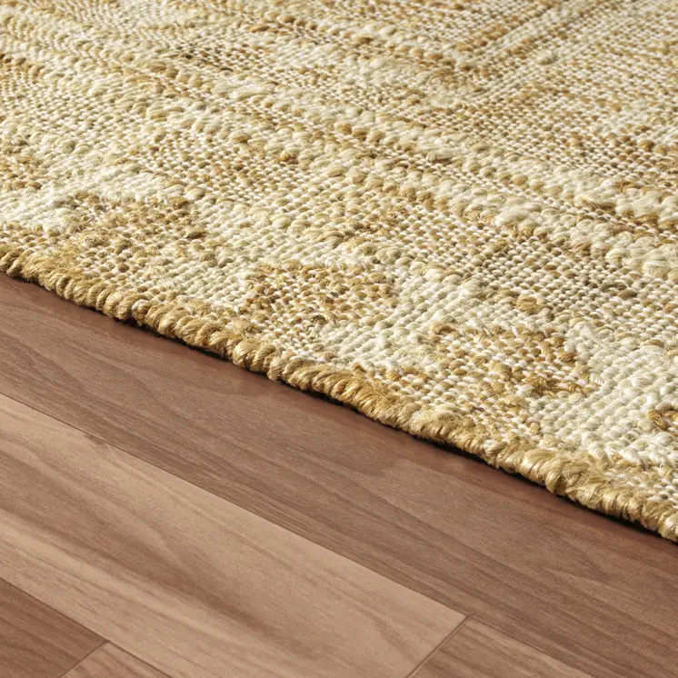 8' X 10' Natural and Ivory Medallion Hand Woven Area Rug