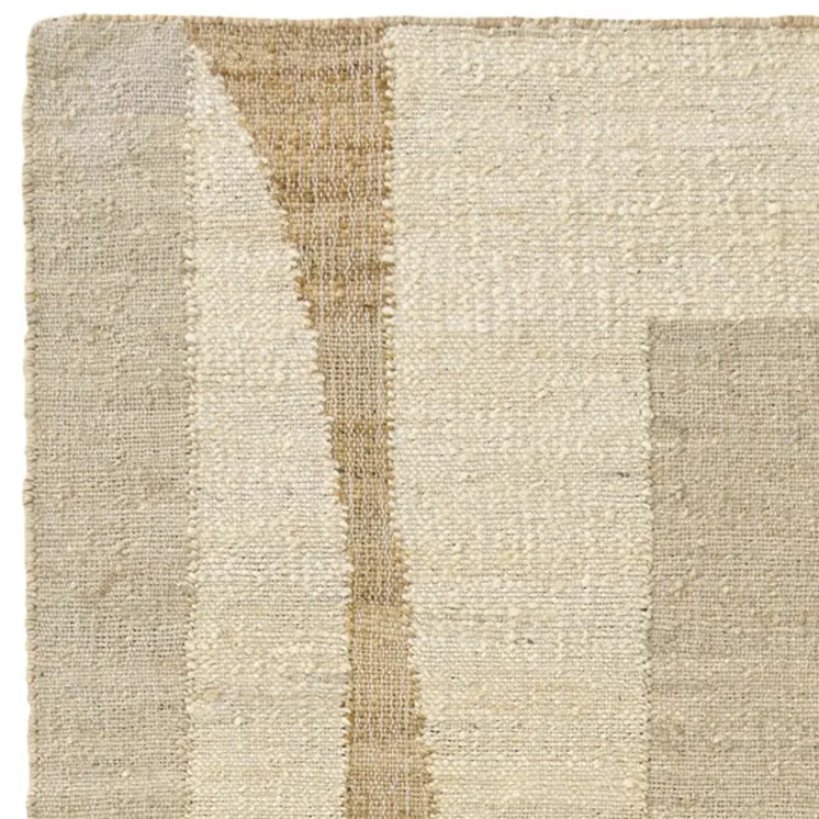 8' Natural And Ivory Jute Abstract Hand Woven Runner Rug