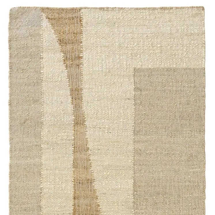 8' Natural And Ivory Jute Abstract Hand Woven Runner Rug