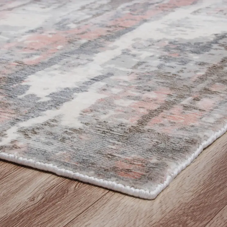 2' X 3' Gray and Pink Abstract Hand Loomed Area Rug