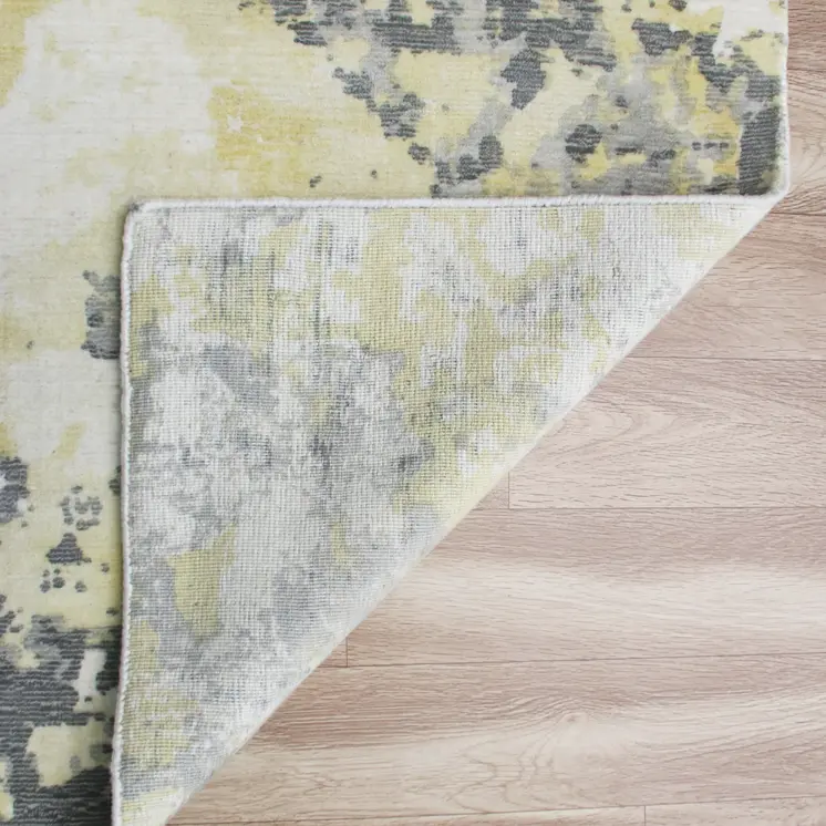 2' X 3' Gray and Yellow Abstract Hand Loomed Area Rug