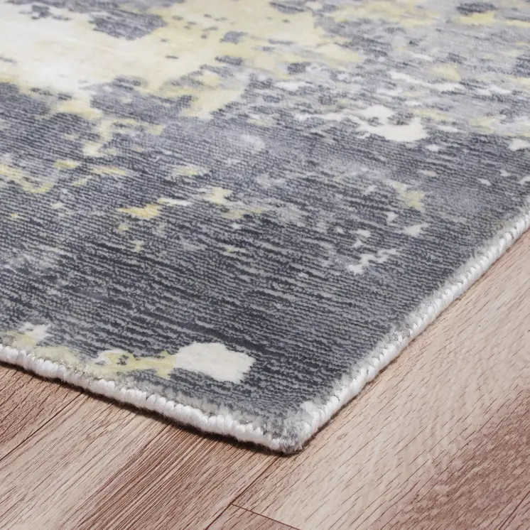 9' X 12' Gray and Yellow Abstract Hand Loomed Area Rug