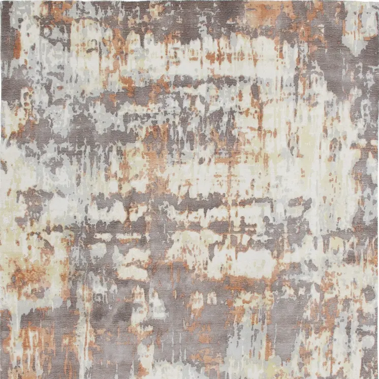 9' X 12' Brown and Tan Abstract Wool Blend Hand Loomed Area Rug