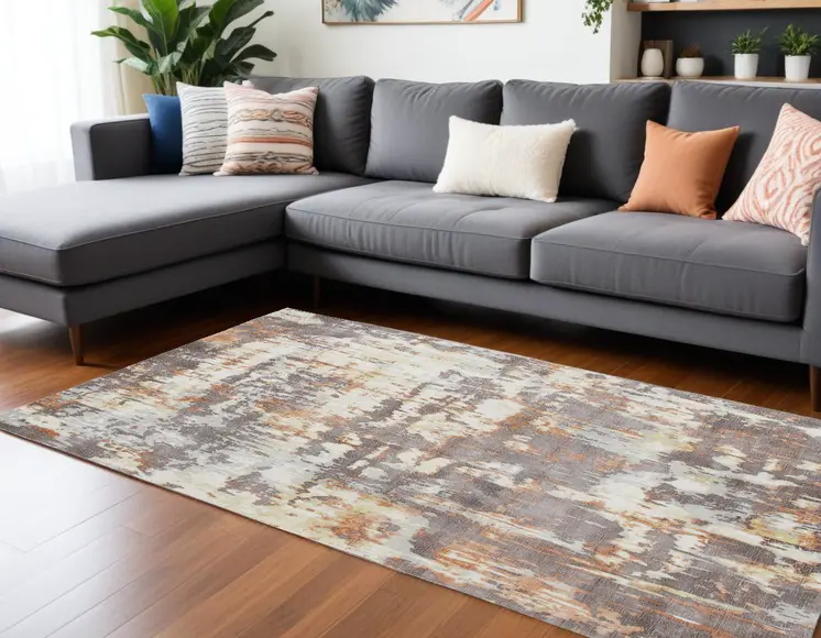 9' X 12' Brown and Tan Abstract Wool Blend Hand Loomed Area Rug