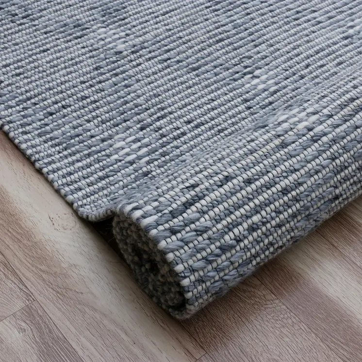 2' X 3' Blue Wool Geometric Hand Woven Area Rug