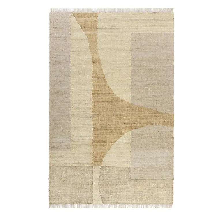 5' X 8' Natural and Ivory Abstract Hand Woven Area Rug