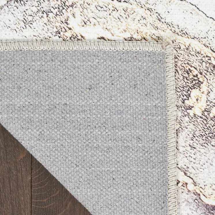 5' X 7' Black and Gold Abstract Power Loom Area Rug