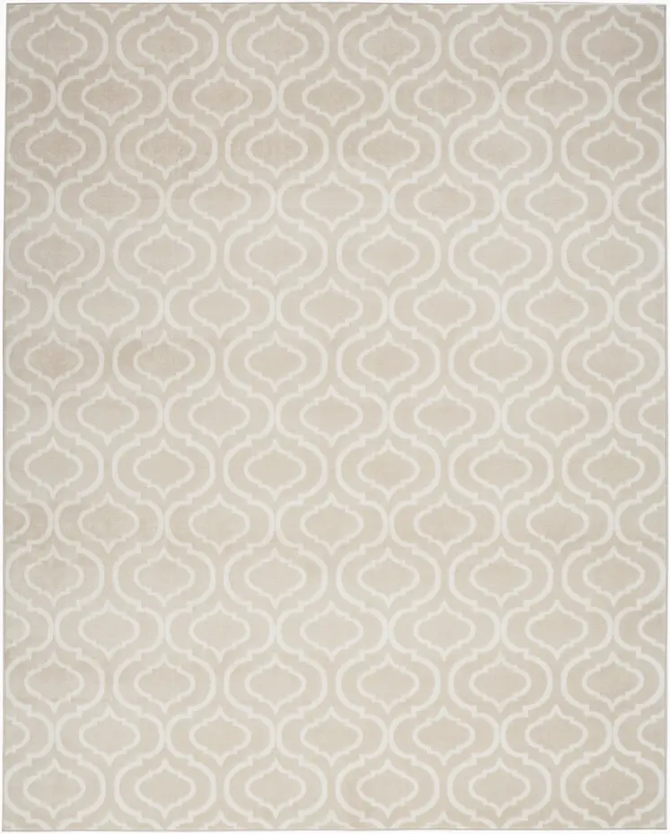 5' X 7' Beige and Ivory Trellis Non Skid Area Rug