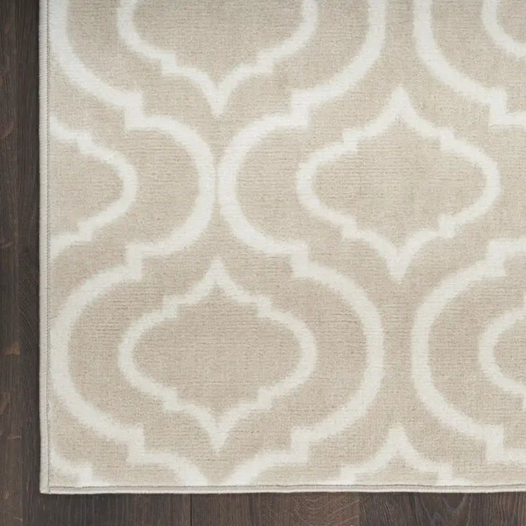 5' X 7' Beige and Ivory Trellis Non Skid Area Rug