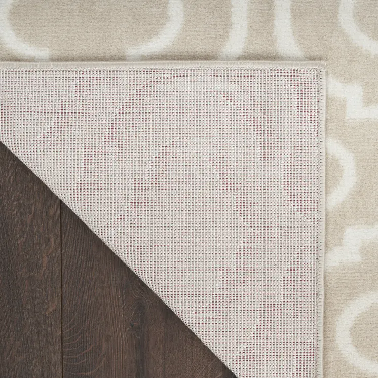 5' X 7' Beige and Ivory Trellis Non Skid Area Rug
