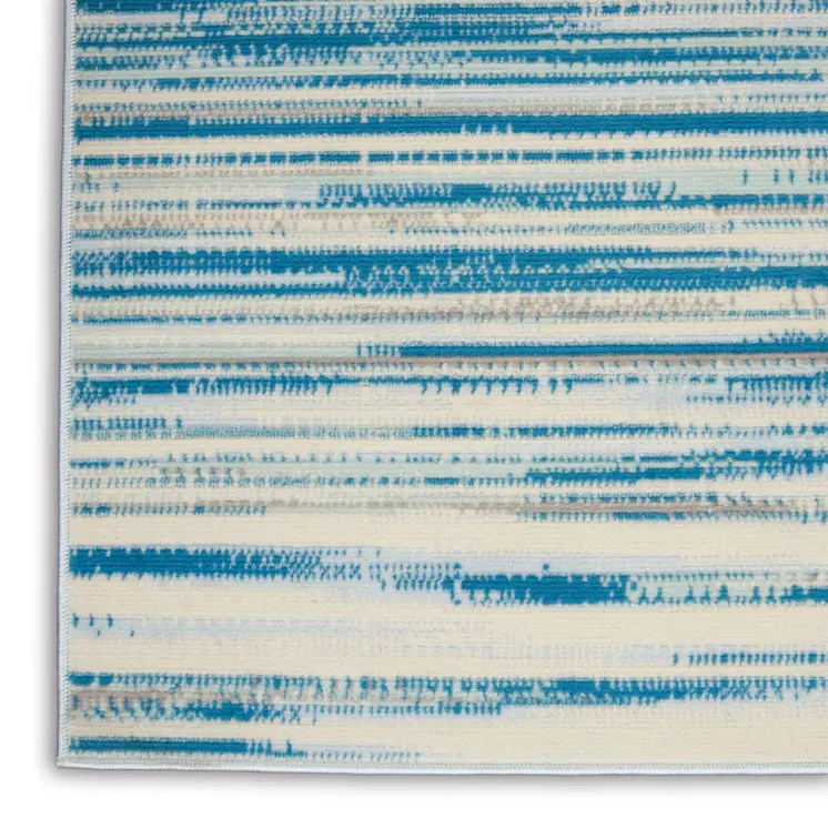 5' X 7' Ivory Blue and Gray Abstract Non Skid Area Rug