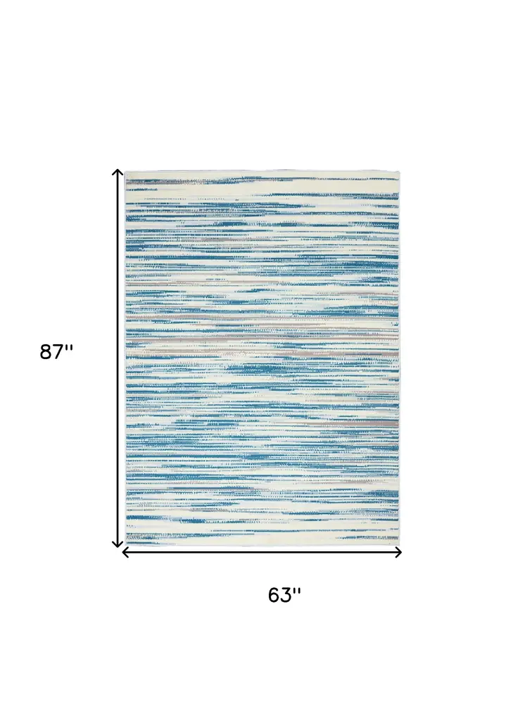 5' X 7' Ivory Blue and Gray Abstract Non Skid Area Rug