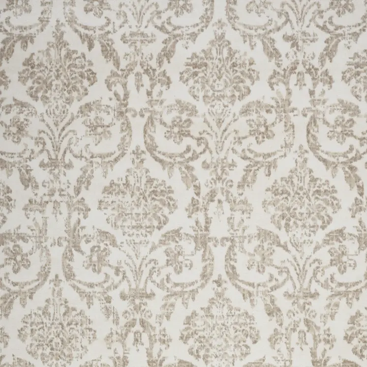 5' X 7' Beige and Ivory Damask Distressed Non Skid Area Rug