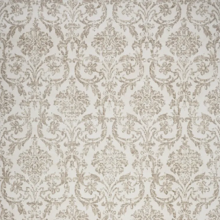 5' X 7' Beige and Ivory Damask Distressed Non Skid Area Rug