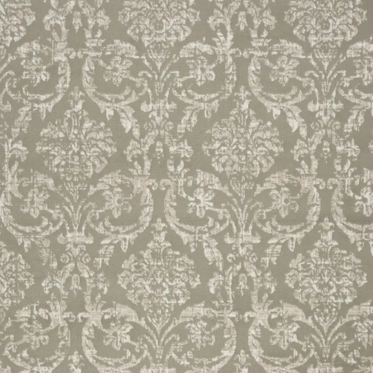 5' X 7' Olive Green and Ivory Damask Distressed Non Skid Area Rug