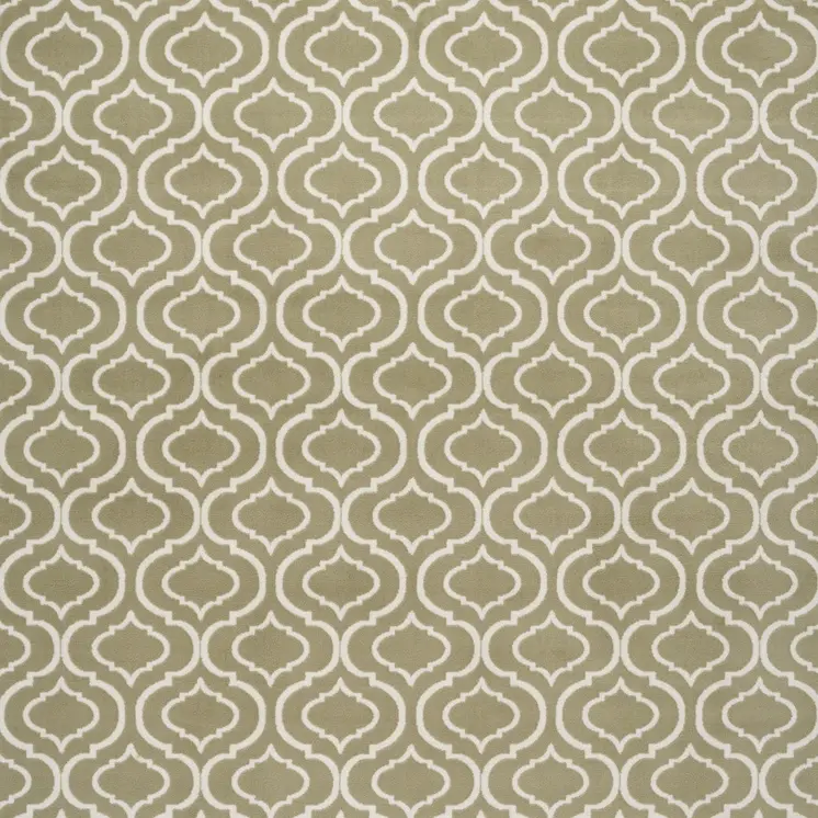 5' X 7' Olive Green and Ivory Trellis Non Skid Area Rug