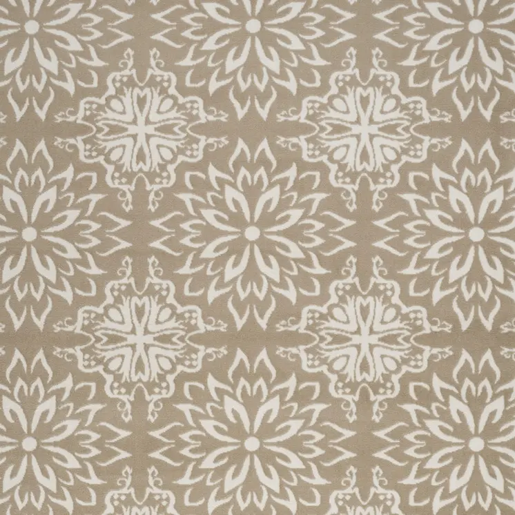5' X 7' Taupe and Ivory Floral Medallion Non Skid Area Rug
