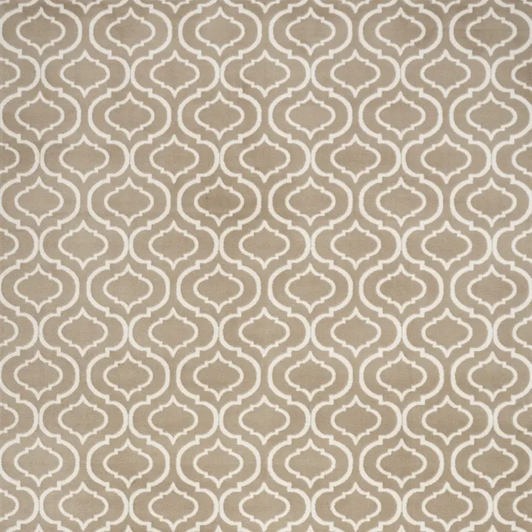 5' X 7' Taupe and Ivory Trellis Non Skid Area Rug