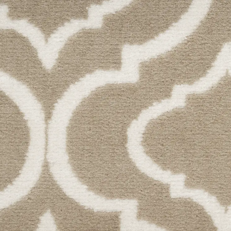 5' X 7' Taupe and Ivory Trellis Non Skid Area Rug