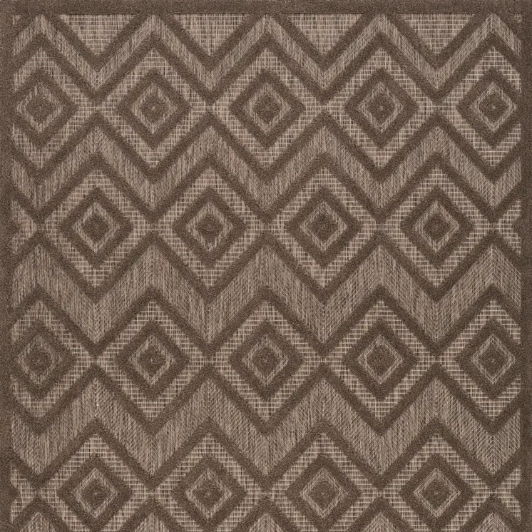 6' X 9' Dark Brown And Light Brown Geometric Indoor Outdoor Area Rug