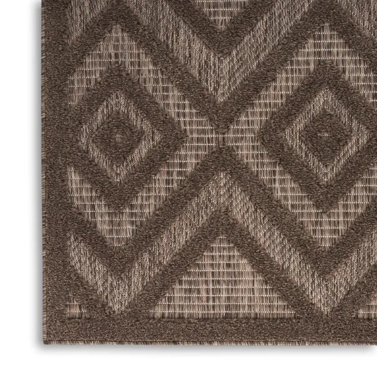 6' X 9' Dark Brown And Light Brown Geometric Indoor Outdoor Area Rug