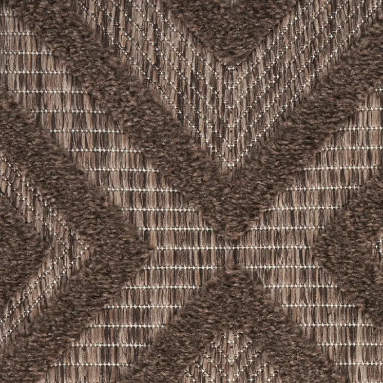 6' X 9' Dark Brown And Light Brown Geometric Indoor Outdoor Area Rug
