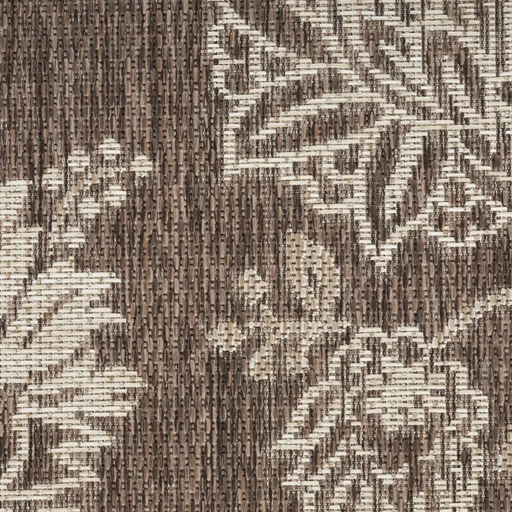 6' X 9' Brown And Ivory Floral Indoor Outdoor Area Rug