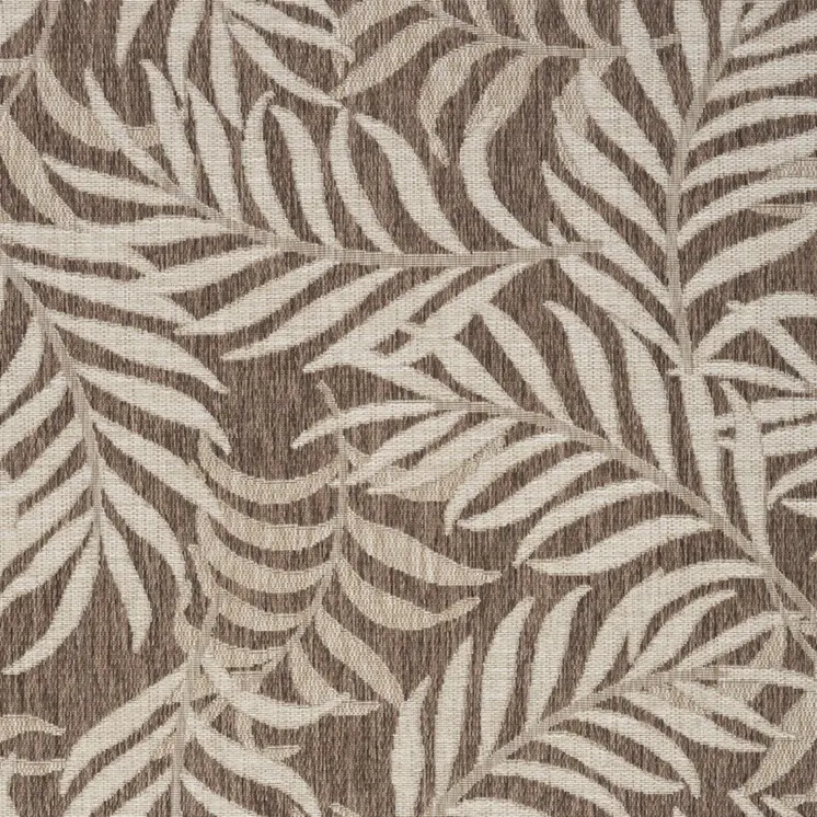 6' X 9' Brown And Ivory Palm Leaf Indoor Outdoor Area Rug