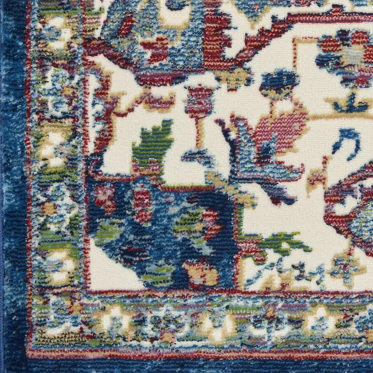 5' X 7' Gray and Ivory Floral Non Skid Area Rug