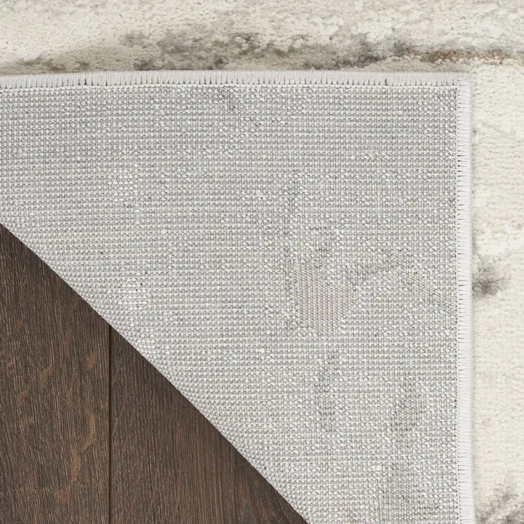 5' X 7' Ivory Gray and Brown Abstract Non Skid Area Rug
