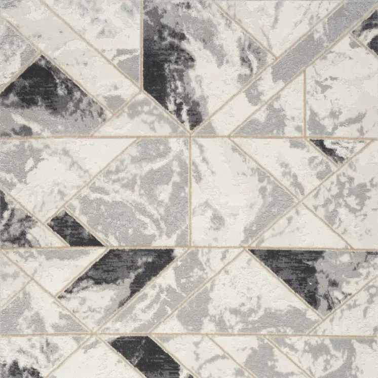 5' X 7' Ivory Black and Gray Abstract Non Skid Area Rug
