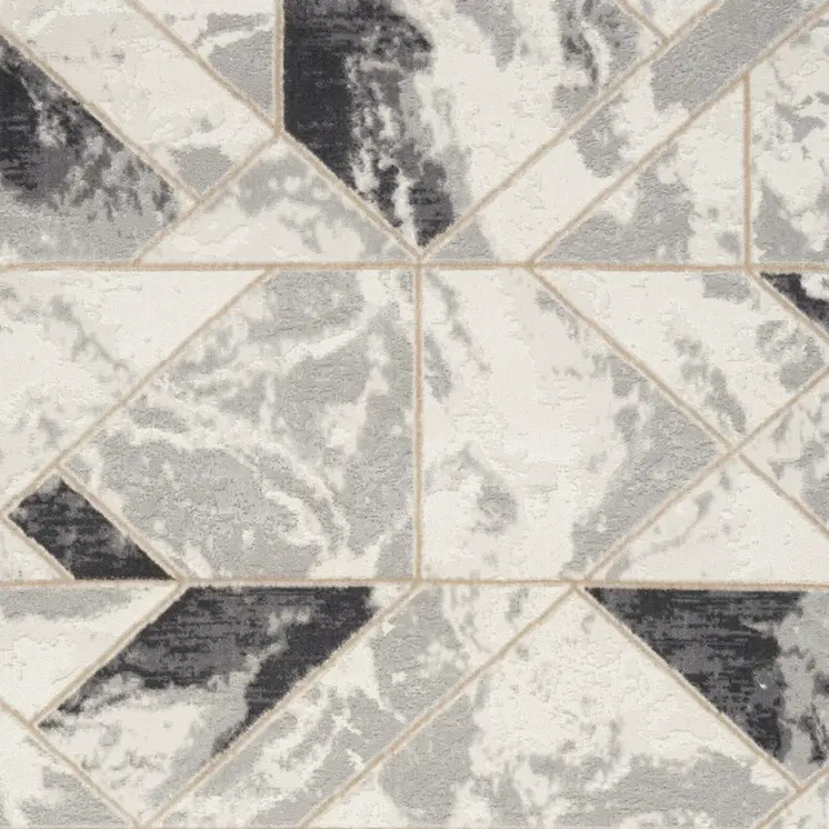 5' X 7' Ivory Black and Gray Abstract Non Skid Area Rug