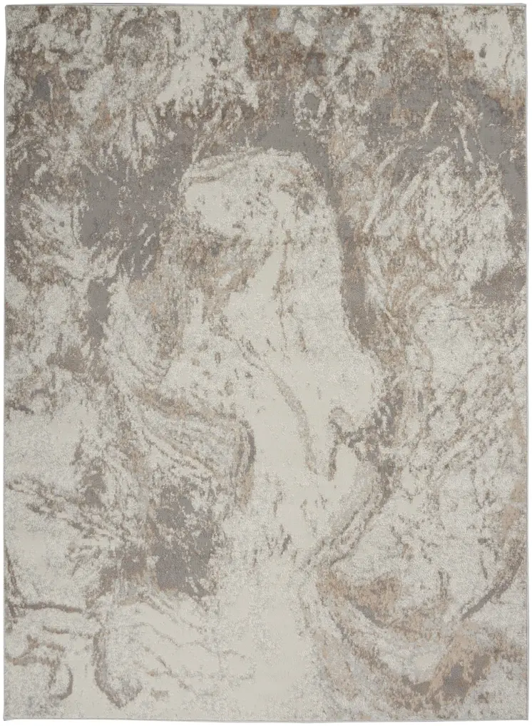 5' X 7' Ivory and Gray Abstract Non Skid Area Rug
