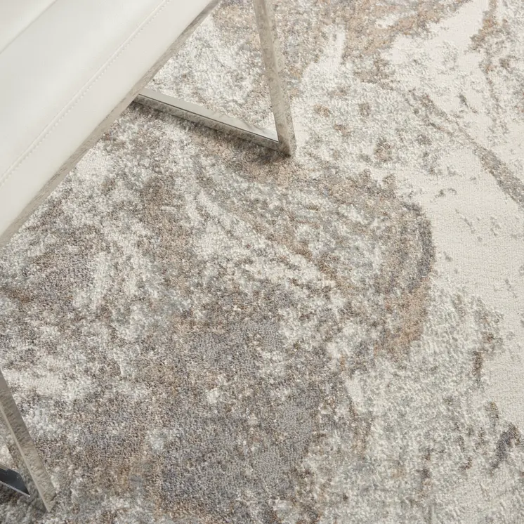 5' X 7' Ivory and Gray Abstract Non Skid Area Rug