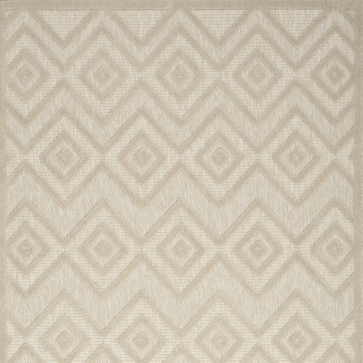 6' X 9' Cream And Beige Geometric Indoor Outdoor Area Rug
