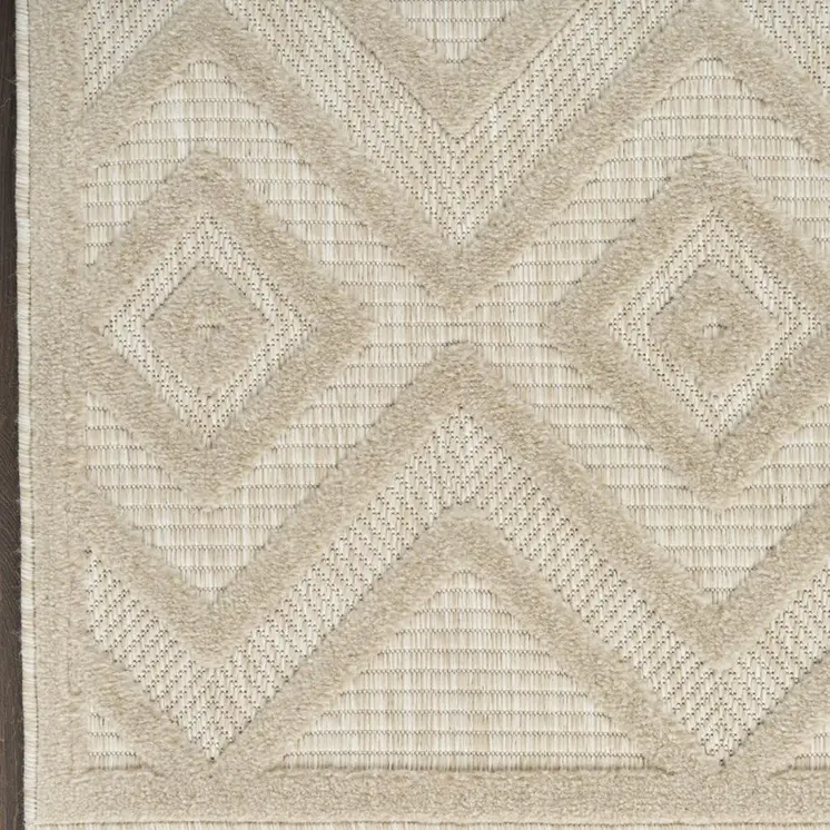 6' X 9' Cream And Beige Geometric Indoor Outdoor Area Rug