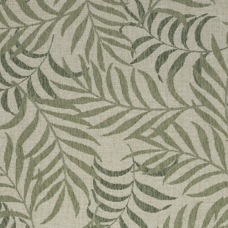 6' X 9' Ivory And Green Palm Leaf Indoor Outdoor Area Rug