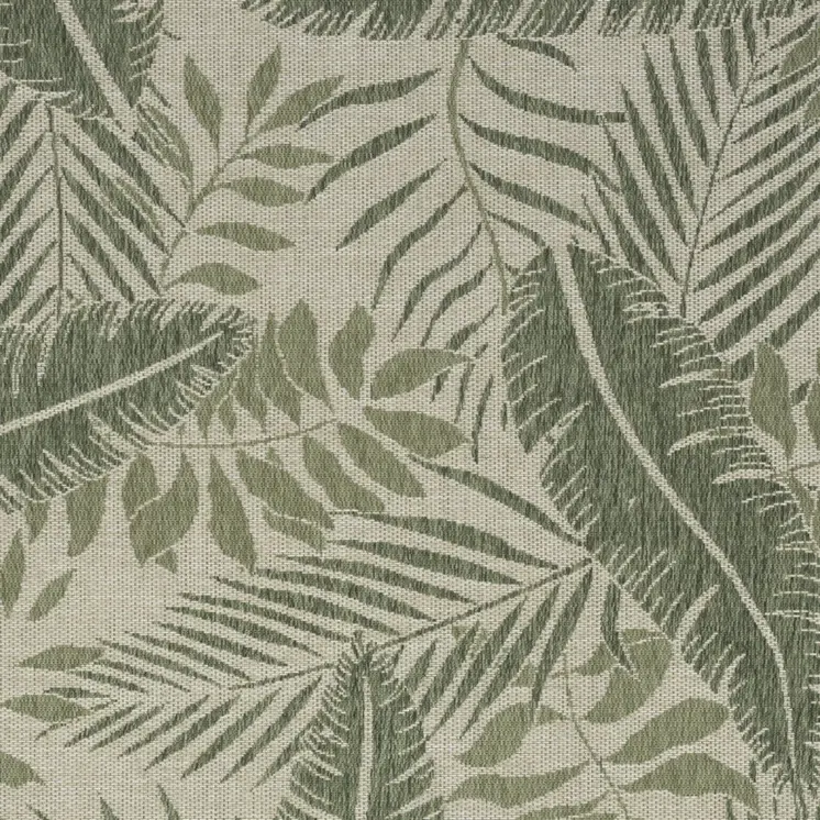 6' X 9' Ivory And Green Palm Leaf Indoor Outdoor Area Rug