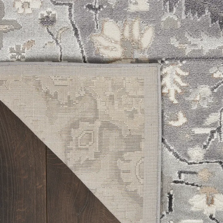 6' X 9' Black and Gray Floral Medallion Non Skid Area Rug
