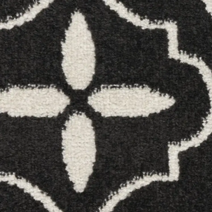 6' X 9' Black and Gray Floral Medallion Non Skid Area Rug