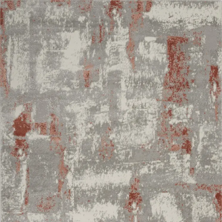 5' X 7' Ivory Gray and Brown Abstract Non Skid Area Rug