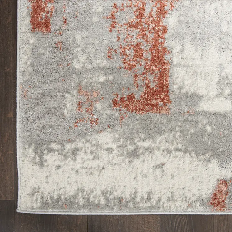 5' X 7' Ivory Gray and Brown Abstract Non Skid Area Rug
