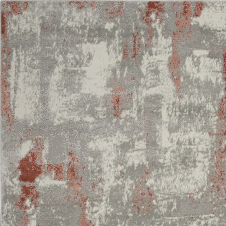 5' X 7' Ivory Gray and Brown Abstract Non Skid Area Rug