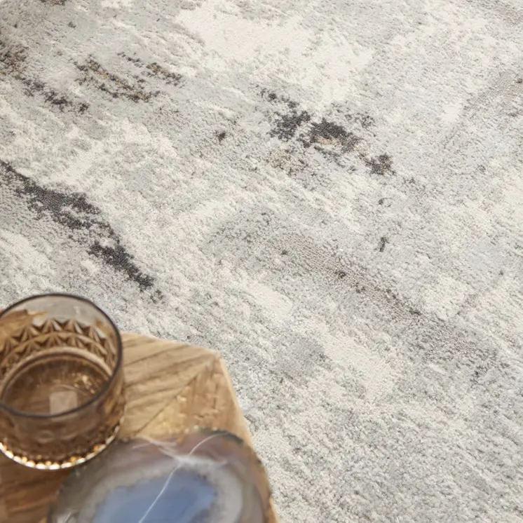 5' X 7' Ivory Gray and Brown Abstract Non Skid Area Rug