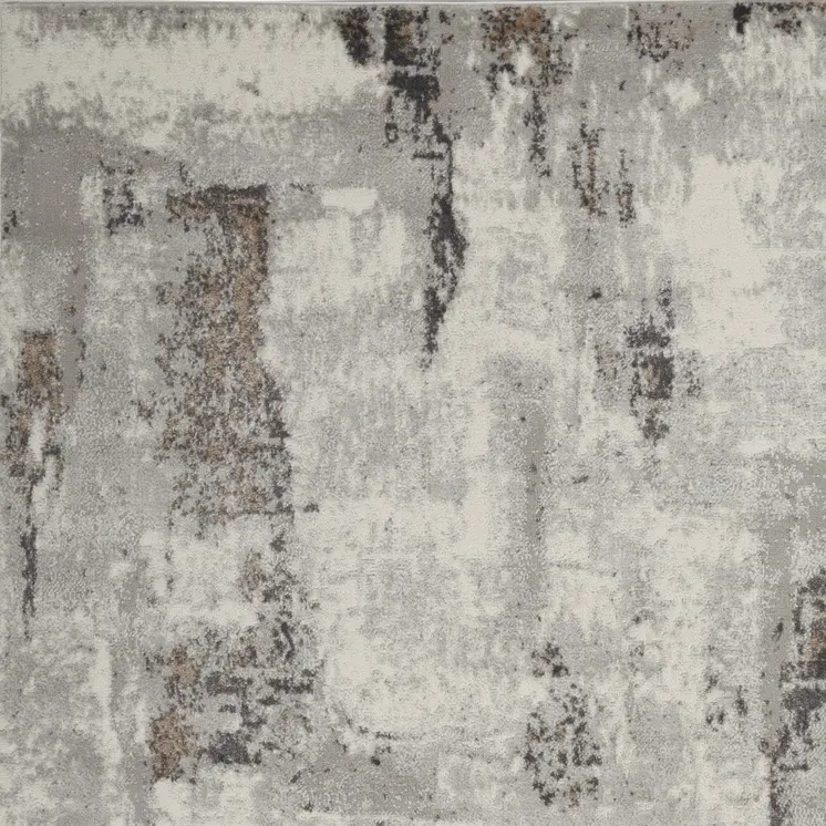 5' X 7' Ivory Gray and Brown Abstract Non Skid Area Rug